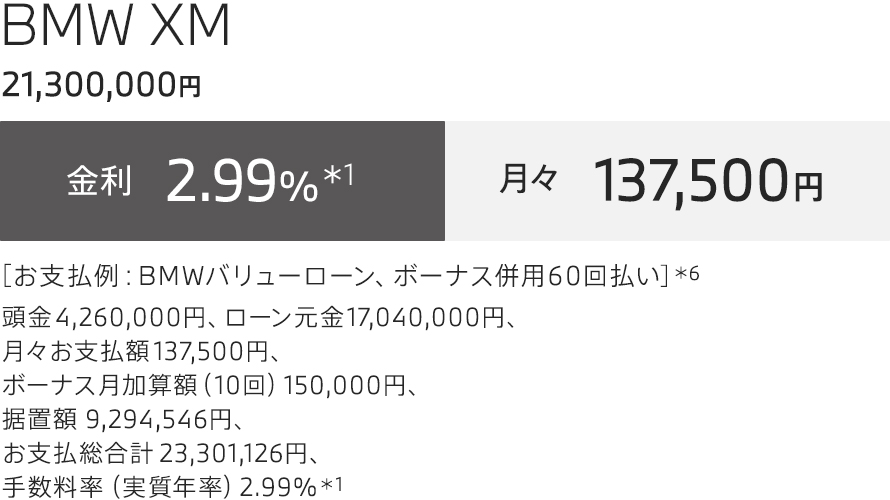 BMW XM 支払例